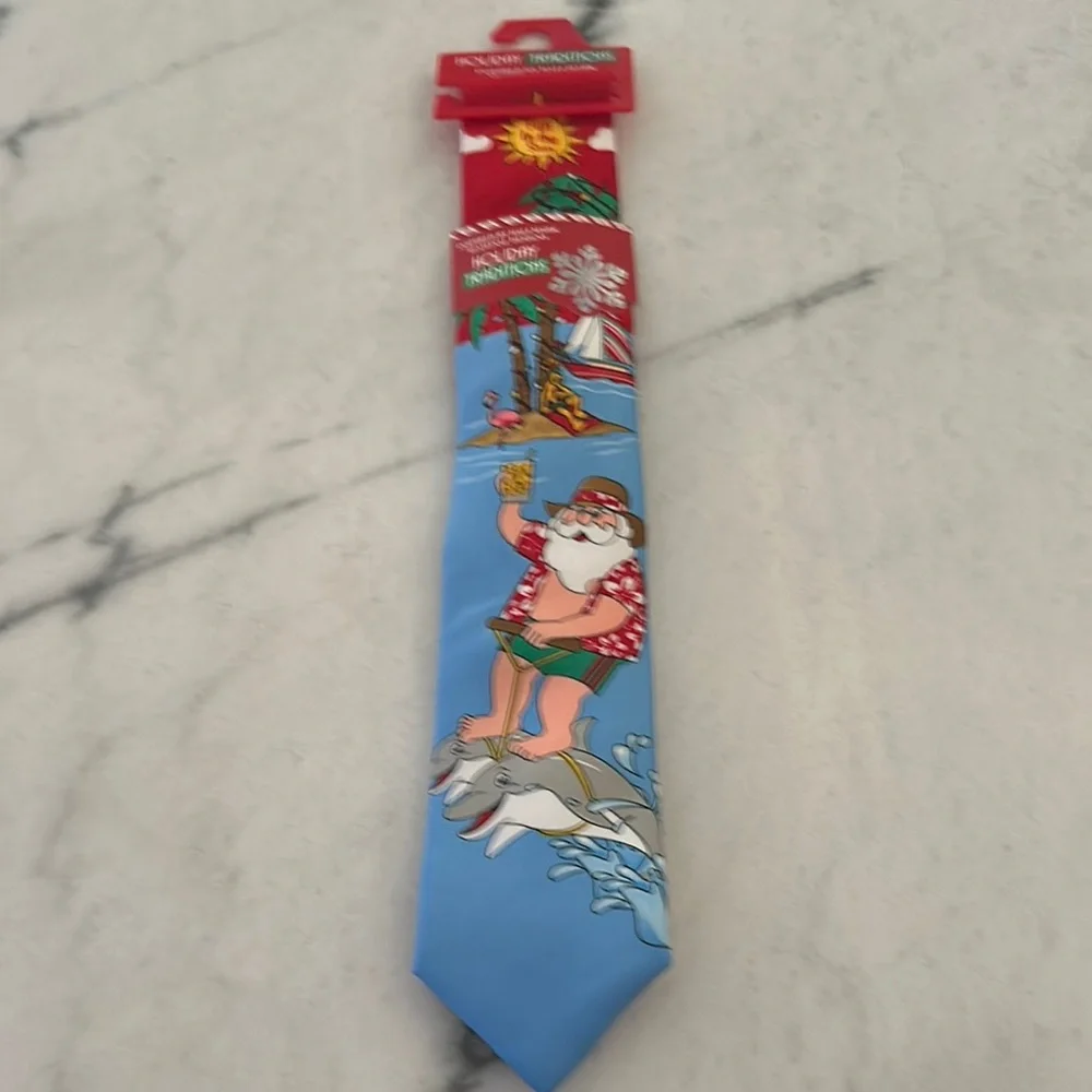 Fun Blue Santa Tie